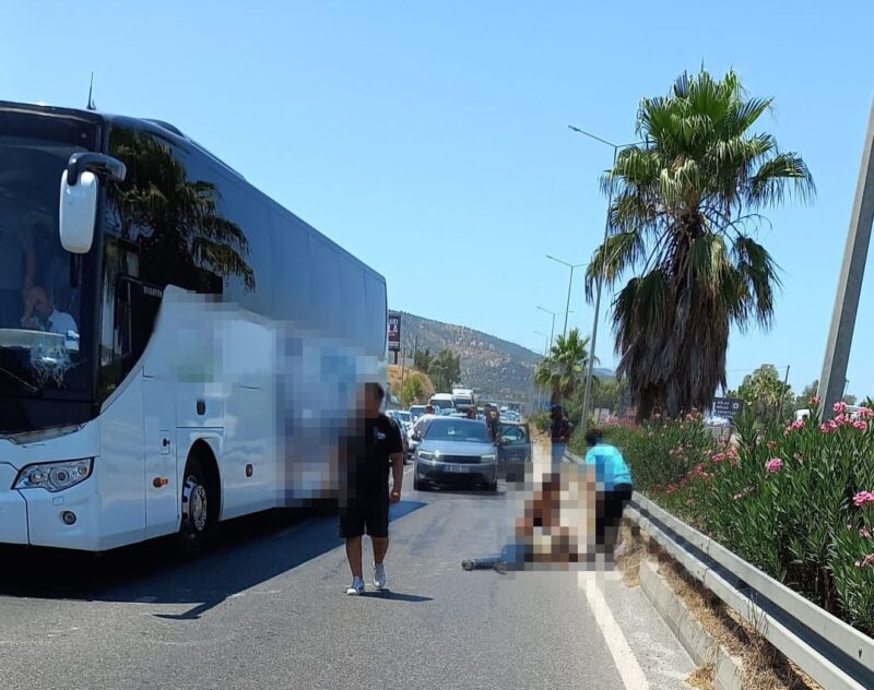 Muğla'nın Milas ilçesinde, şehirlerarası otoyolda yolun karşısına geçmeye çalışan bir