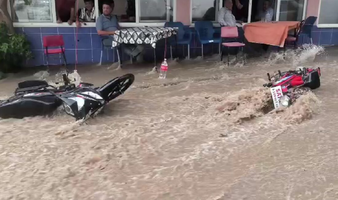 Denizli'nin Tavas ilçesinde, meteorolojik uyarıların ardından öğle saatlerinde etkili olan