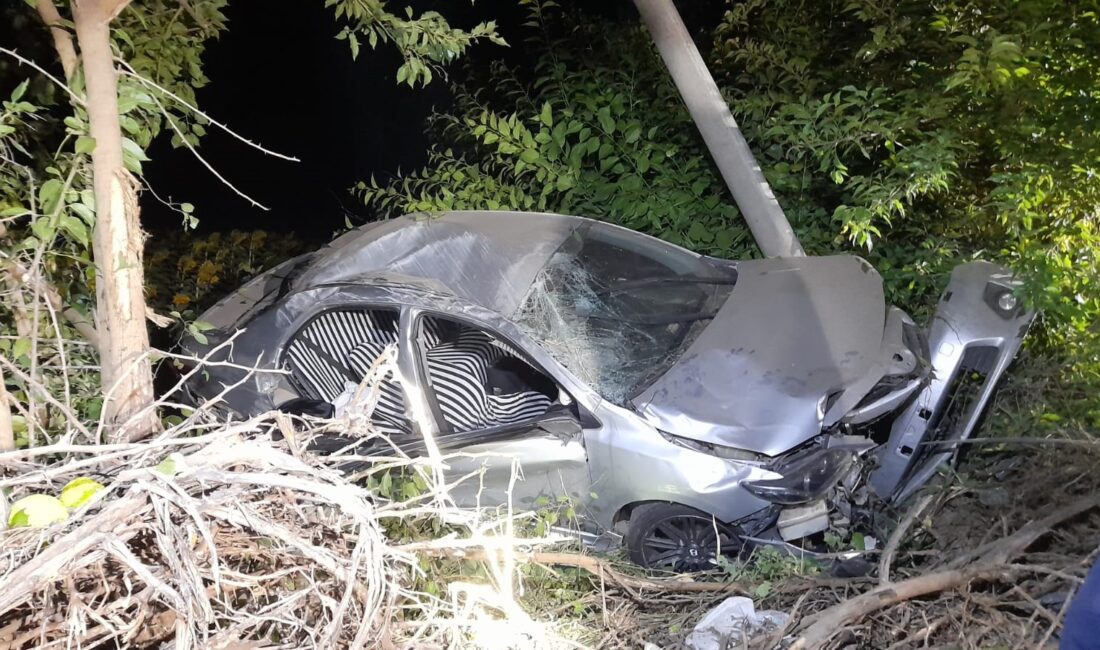  Tokat'ın Erbaa ilçesinde, sürücüsünün direksiyon hakimiyetini kaybettiği otomobilin yoldan çıkıp