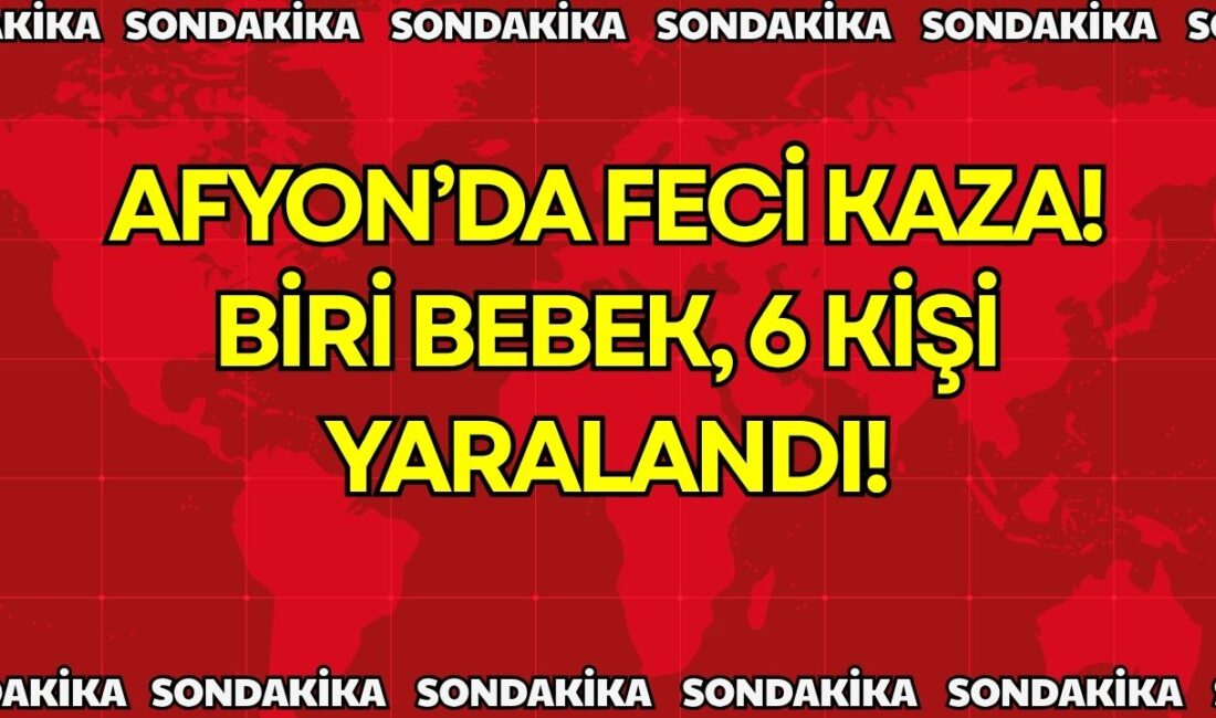 Afyonkarahisar'da iki otomobilin çarpışması sonucu biri bebek, 6 kişi yaralandı.