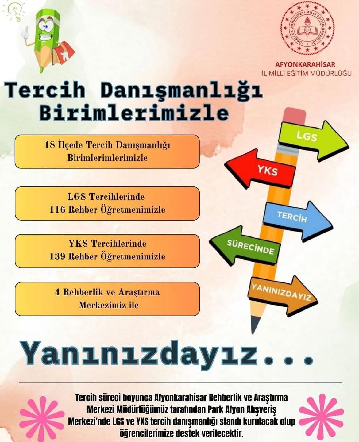Afyonkarahisar genelinde 18 ilçede kurulan Tercih Danışmanlığı Birimleri, Liselere Geçiş