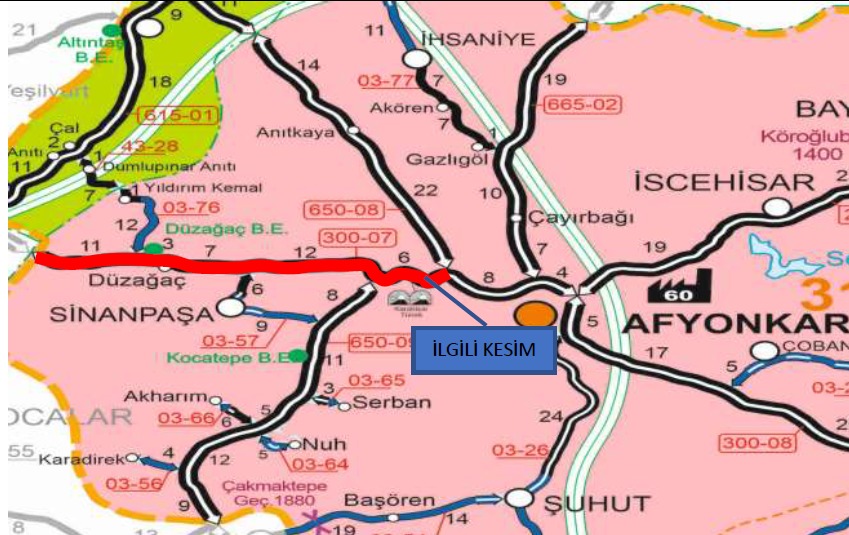 Afyonkarahisar Valiliği’nin verdiği bilgiye göre, Afyonkarahisar-Uşak Devlet Yolu üzerinde Karayolları