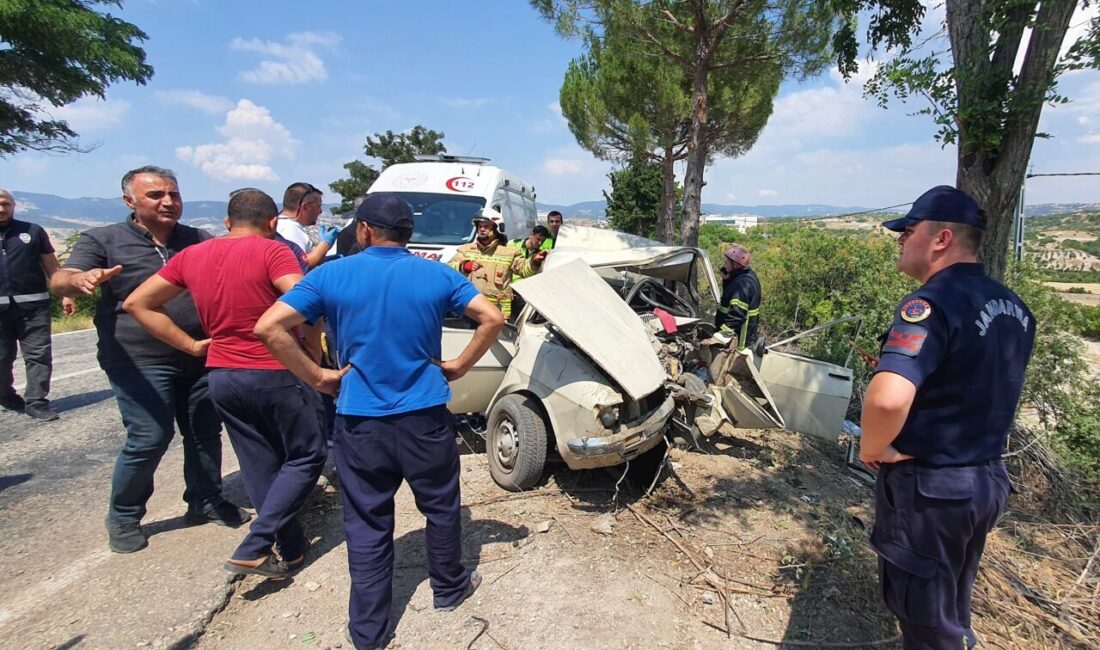 Manisa'nın Demirci ilçesinde otomobilin ağaca çarpması sonucu 1 kişi öldü,