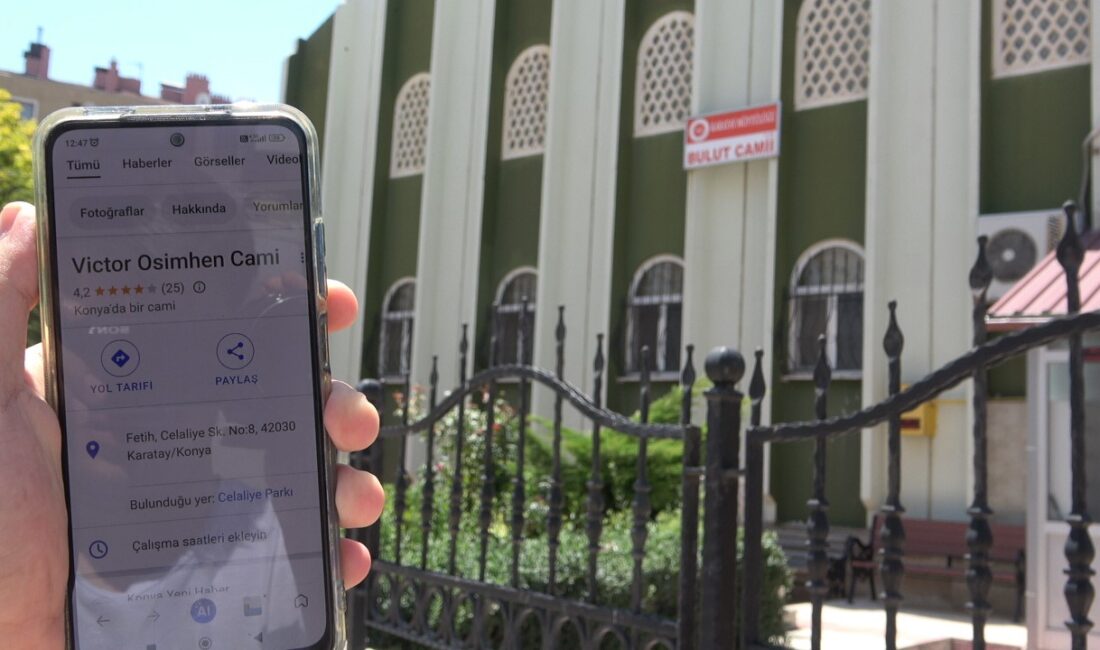Konya'nın Karatay ilçesinde bulunan Bulut Camii'nin dijital harita uygulaması Google
