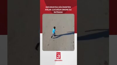 Alaybeyi Köyü’nde bir çocuk, yol üzerinde karşılaştığı drone ile adeta