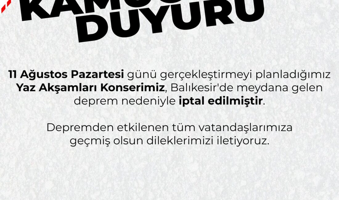 Afyonkarahisar Belediyesi, Balıkesir’de meydana gelen deprem felaketi nedeniyle kültürel etkinlik