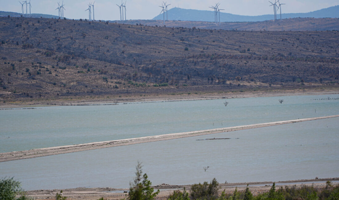 İzmir'in Çeşme ilçesindeki Alaçatı Kutlu Aktaş Barajı'nda kuraklık nedeniyle su