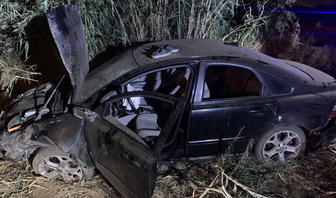 İzmir'in Ödemiş ilçesinde kontrolden çıkan bir otomobilin şarampole devrilmesi sonucu