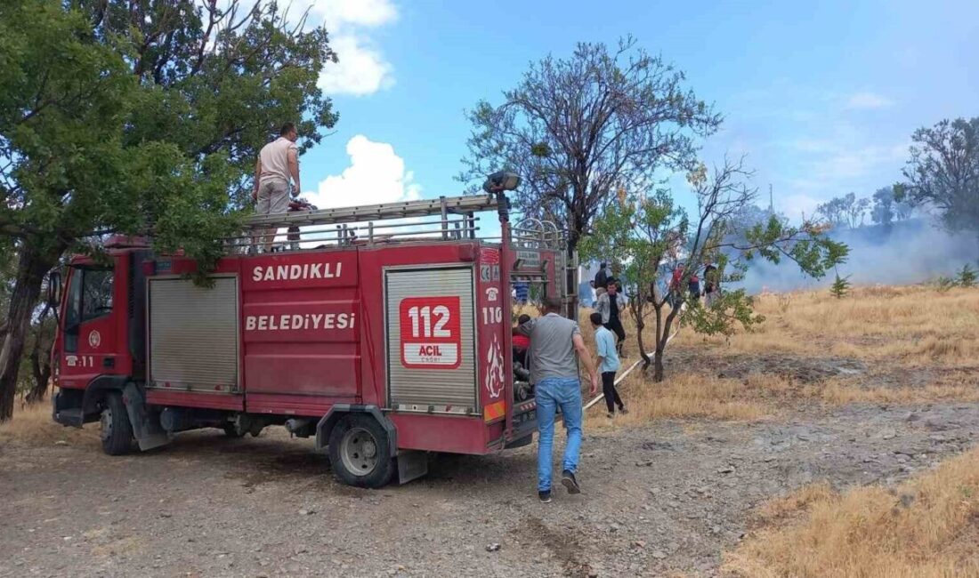Afyonkarahisar’ın Sandıklı ilçesinde çıkan ot yangını, vatandaşın ve itfaiye ekiplerinin