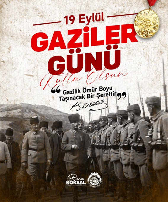 Afyonkarahisar Belediye Başkanı Burcu Köksal, Gaziler Günü dolayısıyla paylaşım yaptı.