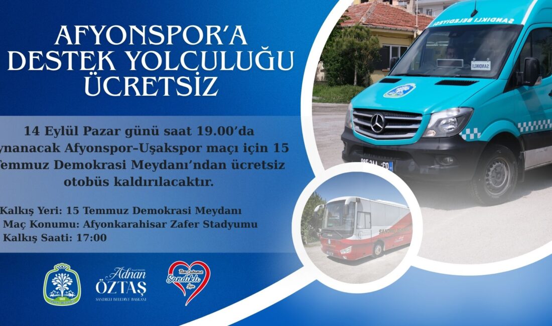 Sandıklı Belediyesi, 14 Eylül Pazar günü saat 19.00’da Afyonkarahisar Zafer