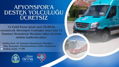 Sandıklı Belediyesi, 14 Eylül Pazar günü saat 19.00’da Afyonkarahisar Zafer