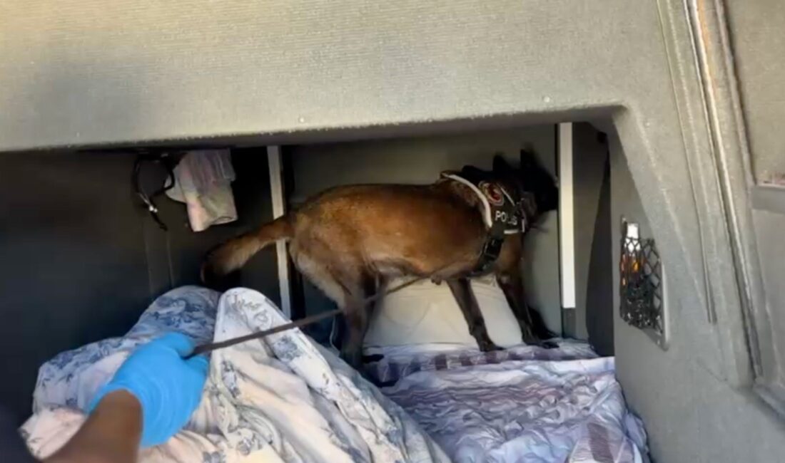 Kocaeli’de bir otobüste pul biber paketlerine gizlenmiş 6 kilo 765