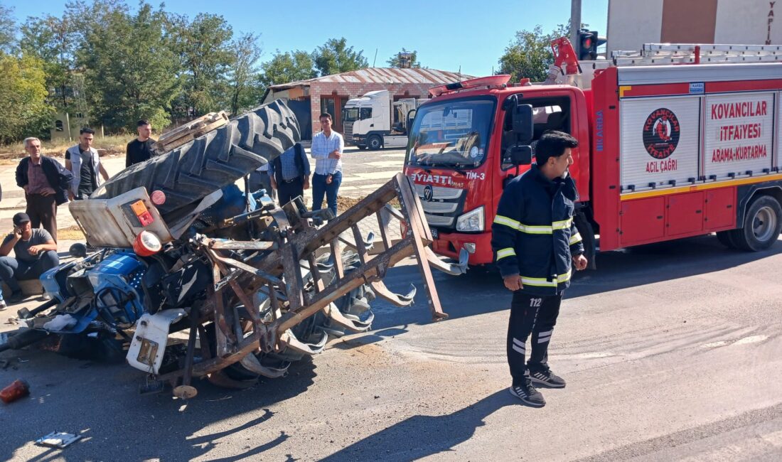 Elazığ’ın Kovancılar ilçesinde pulluk takılan bir traktörün devrilmesi sonucu meydana