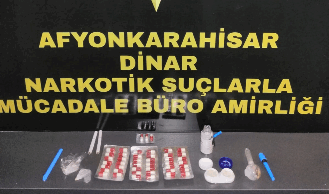 Afyonkarahisar'ın Dinar ilçesinde, Narkotik Suçlarla Mücadele Büro Amirliği ekiplerinin şüphe