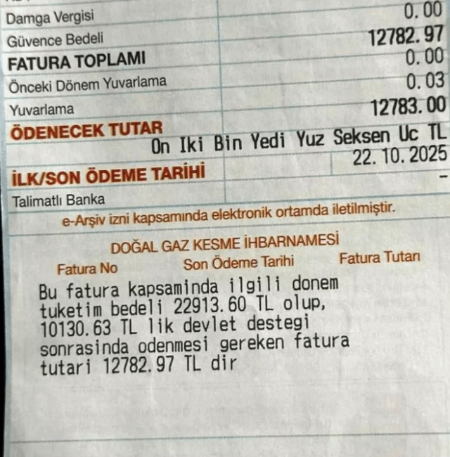 Tekirdağ Kapaklı’da yaşayan bir aile, 22 bin 913 liralık doğalgaz