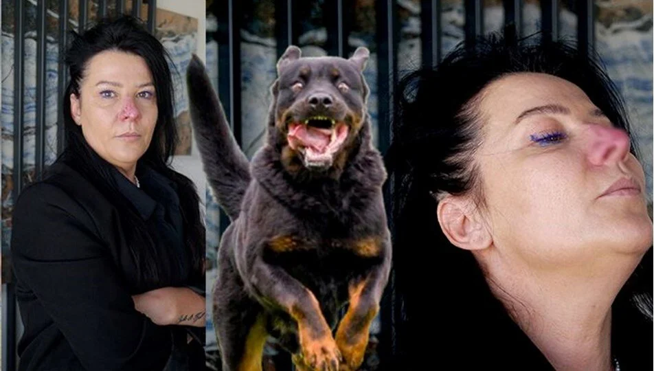 Arkadaşının köpeği burnunu parçaladı Bursa Nilüfer'de 51 yaşındaki estetisyen Huriye Abikebahşi, arkadaşının rottweiler cinsi