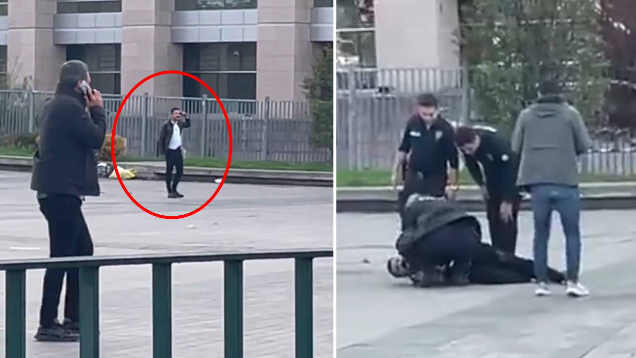 İstanbul Adalet Sarayı önünde saat 10.10'da havaya ateş açan bir