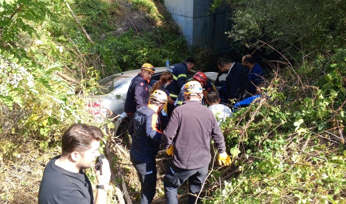 Bilecik’te seyir halindeyken bir tekerleği fırlayan otomobil kontrolden çıkarak dere