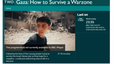 İngiliz yayın kuruluşu, Gazze belgeselinde, Filistinlileri itibarsızlaştırmak ve medyadan uzaklaştırmakla