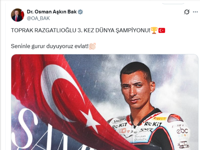 Gençlik ve Spor Bakanı Osman Aşkın Bak, 2025 Dünya Superbike