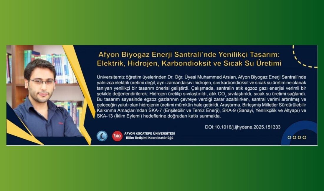 Afyonkarahisar’da geliştirilen bir sistem ile Biyogaz Enerji Santrallerinde yalnızca elektrik