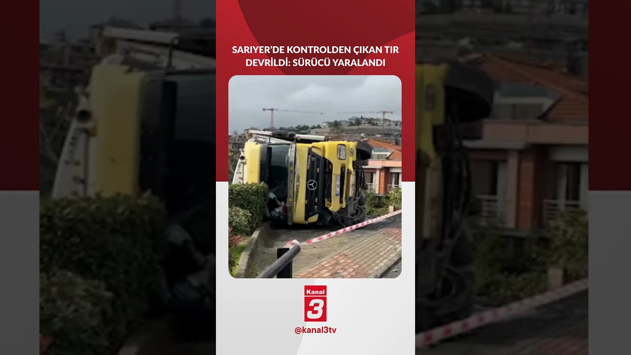 Sürücüsünün direksiyon hâkimiyetini kaybettiği tır, Yunus Emre Caddesi’nde devrilerek yan