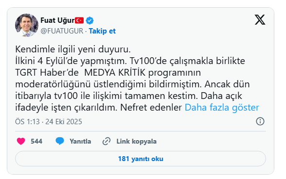 Gazeteci Fuat Uğur ve sunucu Cansu Canan Özgen ile yollar