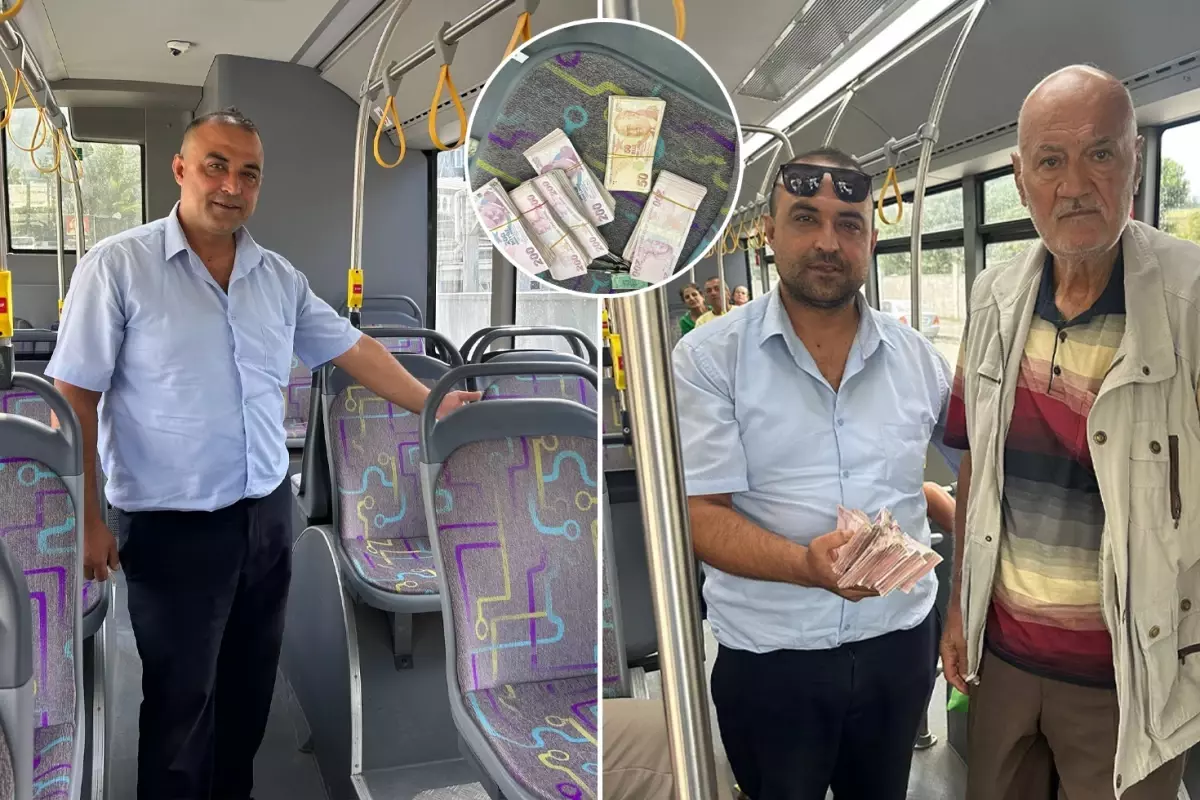 Hatay’da bir halk otobüsü şoförü, aracında unutulan yüklü miktardaki torbayı