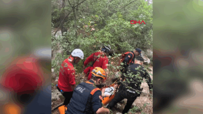  ANTALYA’nın Kemer ilçesinde ormanlık alanda ayağı kırılarak mahsur kalan Polonya
