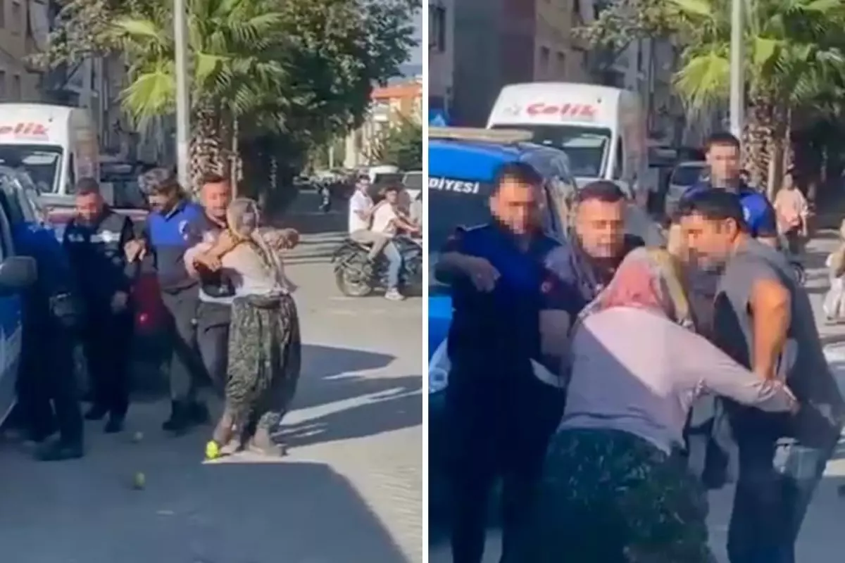 Manisa'nın Turgutlu ilçesinde zabıta ekiplerinin izinsiz tezgah açan seyyar satıcı