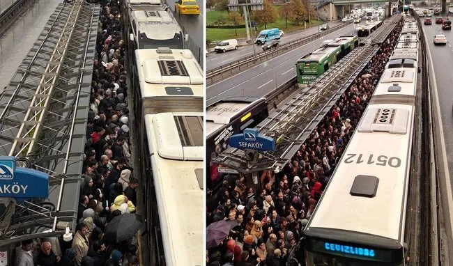 Avcılar’da metrobüs arızası nedeniyle İstanbul’da seferler neredeyse durdu. Yolcular panik