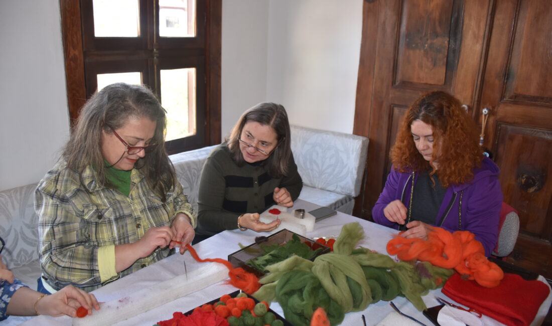 Afyonkarahisar'da kooperatif çatısı altında bir araya gelen kadınlar, keçeden yaptıkları