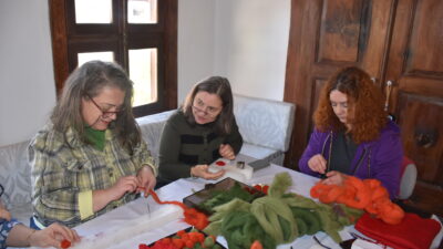 Afyonkarahisar'da kooperatif çatısı altında bir araya gelen kadınlar, keçeden yaptıkları