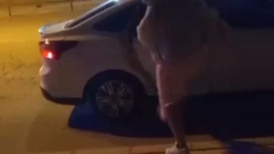 Elazığ’ın Çaydaçıra Mahallesi’nde tartıştığı kişinin arabasına öfkesini yansıtan kadın, otomobilin