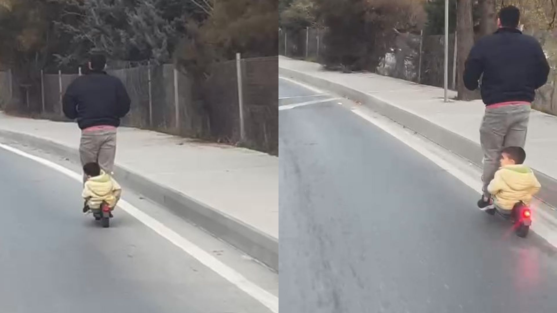 İstanbul Sultangazi’de bir sürücünün elektrikli scooterına küçük çocuğunu oturtarak trafikte