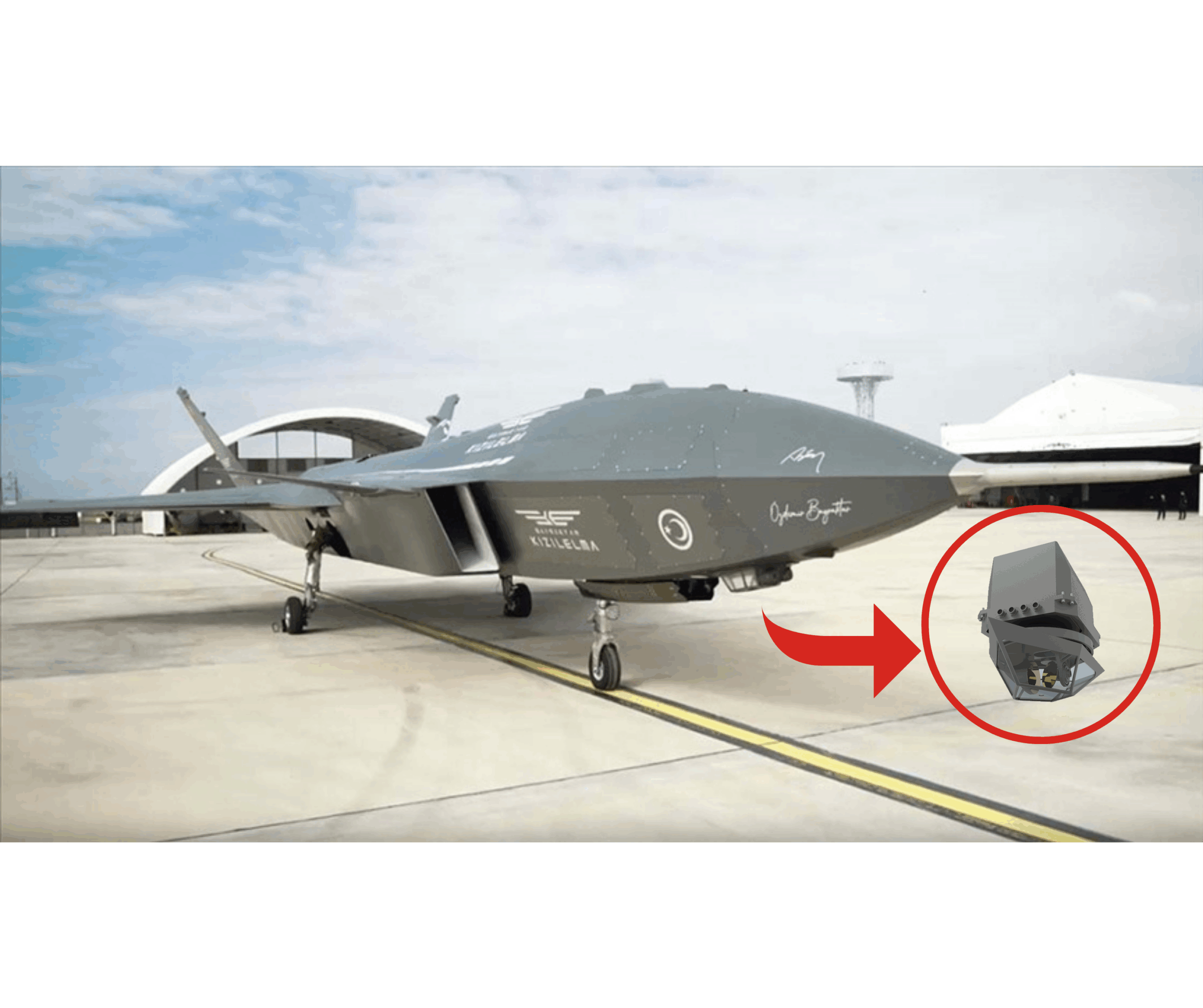 Bayraktar Kızılelma, ASELSAN tarafından geliştirilen gömülü TOYGUN elektro-optik hedefleme sistemiyle