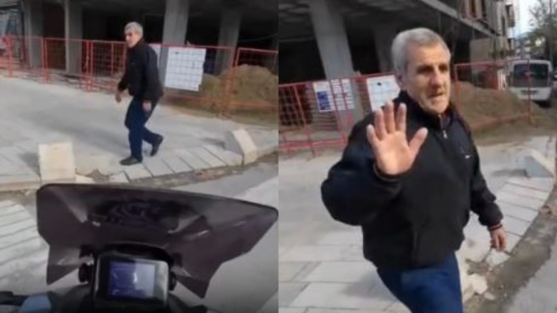 Motosiklet sürücüsü ile yaya arasında geçen karşılıklı nezaket diyaloğu sosyal