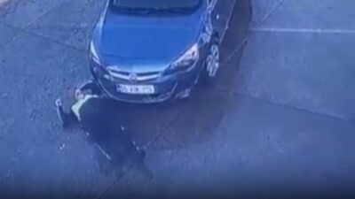 Samsun’un Çarşamba ilçesinde bir trafik polisine akaryakıt istasyonu sahasında yürüdüğü