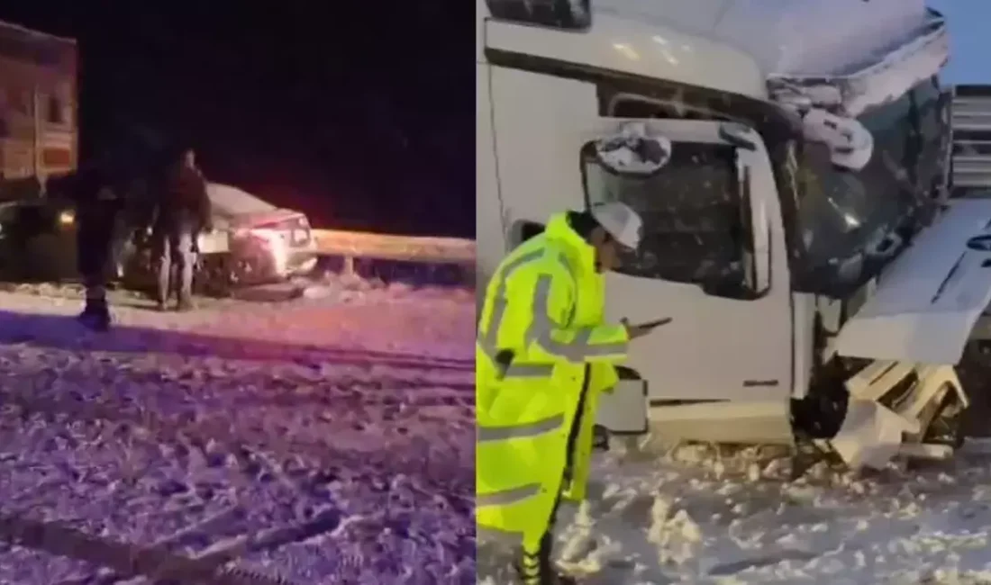 Sivas’ta etkisini artıran kar ve tipi nedeniyle iki tır ve