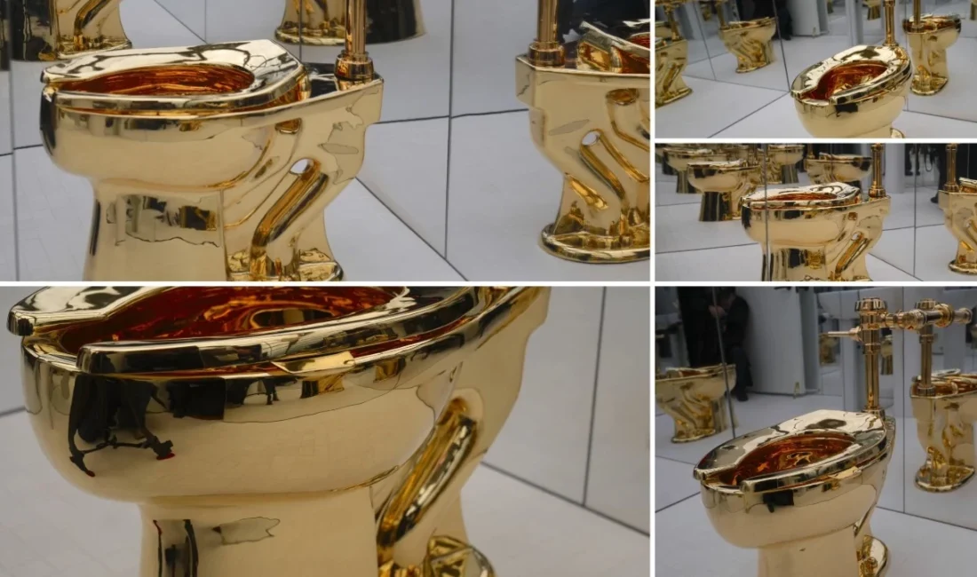 İtalyan sanatçı Maurizio Cattelan’ın 101 kilogram ağırlığındaki 18 ayar altın