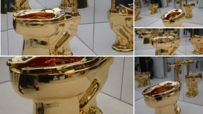 İtalyan sanatçı Maurizio Cattelan’ın 101 kilogram ağırlığındaki 18 ayar altın