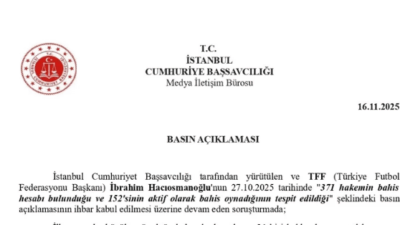 İstanbul Cumhuriyet Başsavcılığı, TFF'nin futbolcu ve hakemlerin isimlerini açıklayarak sürecini