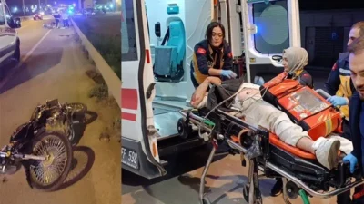 Bursa İnegöl'de caddede yarışan 3 motosikletin çarpıştığı kazada, 1'i ağır