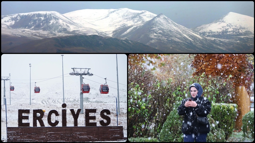 Türkiye'nin önemli kayak merkezlerinden Erciyes Dağı'nda kar yağışı etkili olurken,
