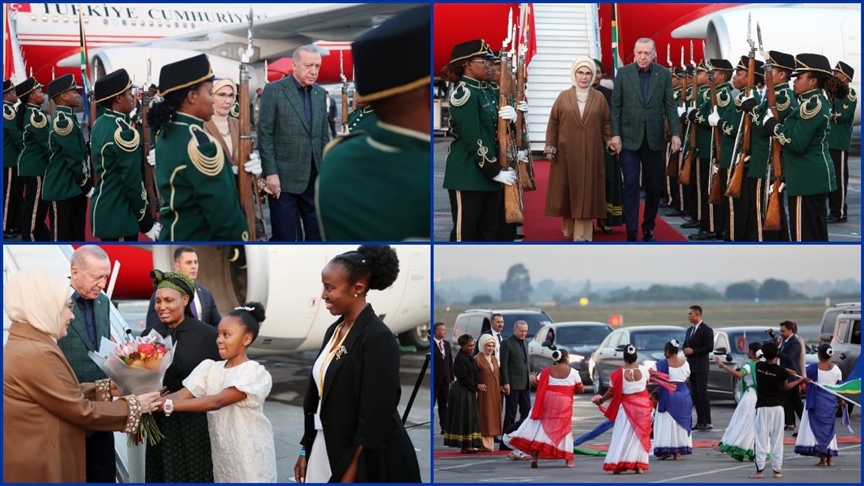 Cumhurbaşkanı Erdoğan’ı, OR Tambo Uluslararası Havalimanı’nda Güney Afrika Cumhuriyeti Konut,