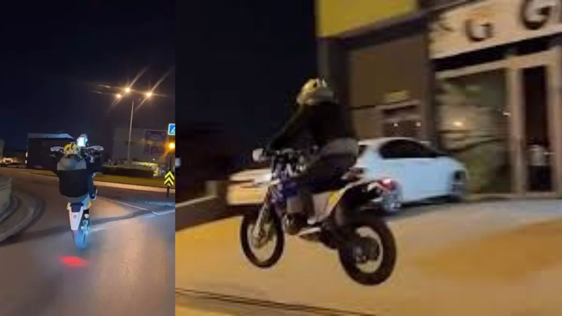 Bursa’da plakasız motosikletiyle tek teker üzerinde ilerleyen ve kaldırıma çıkarak