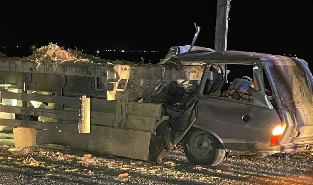 Yol kenarında arıza yaparak duran mısır sapı yüklü tıra otomobilin