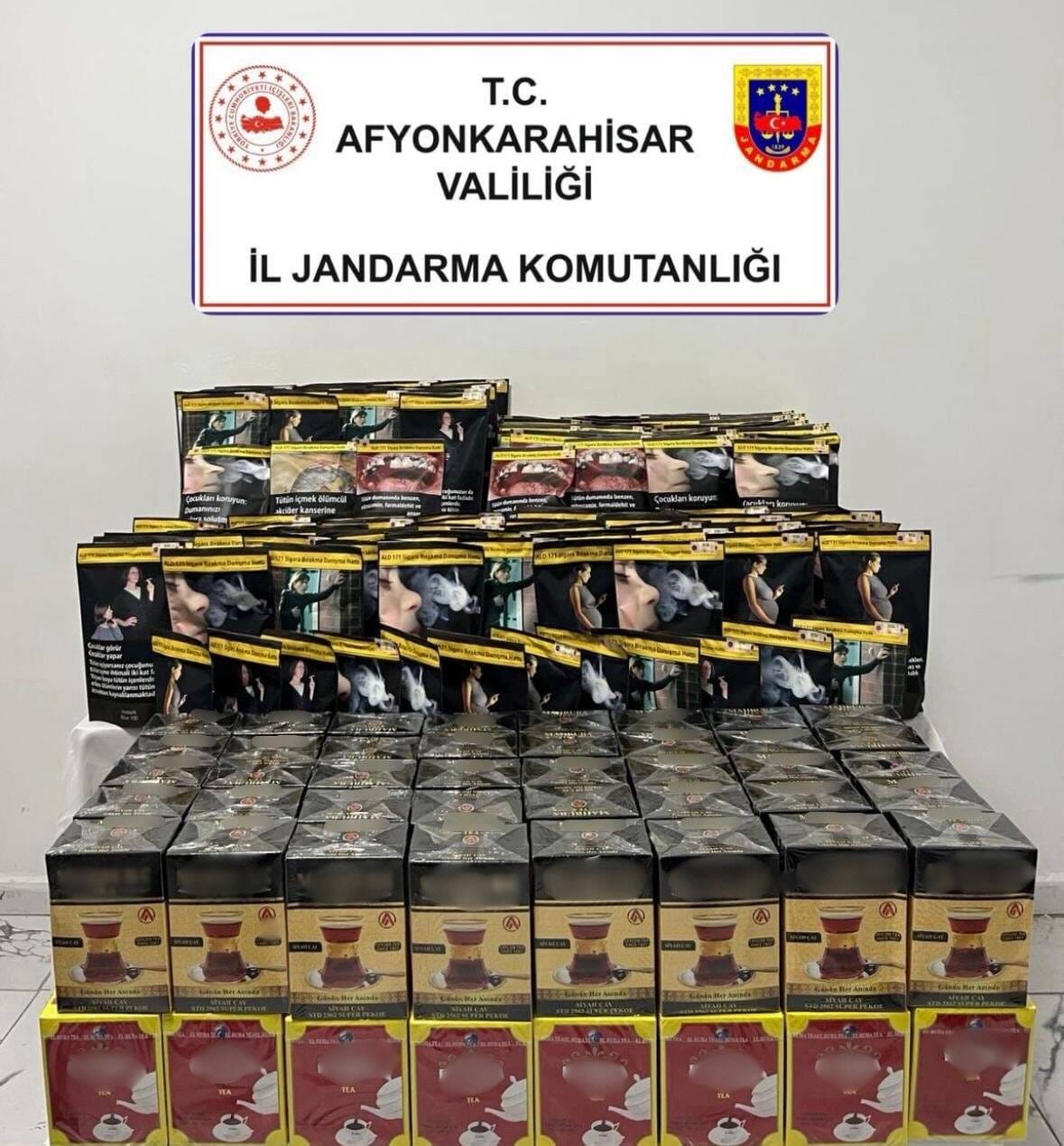 Afyonkarahisar İl Jandarma Komutanlığı ekipleri, kaçakçılıkla mücadele kapsamında yürüttüğü çalışmalar