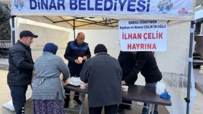 Afyonkarahisar'ın Dinar ilçesinde pazarcı esnafına yönelik hayırsever vatandaşlar tarafından çorba